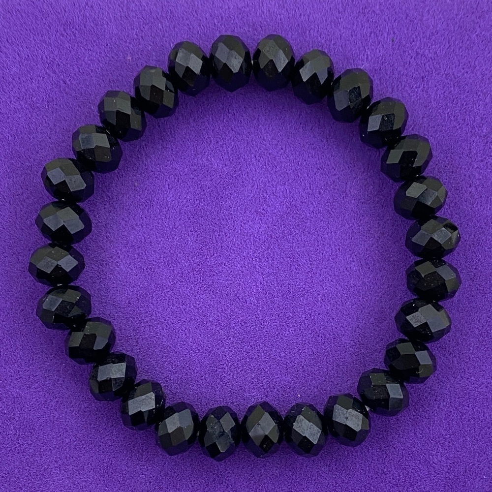 💛 Classic Faceted Black Crystal Bead Stretch Bracelet